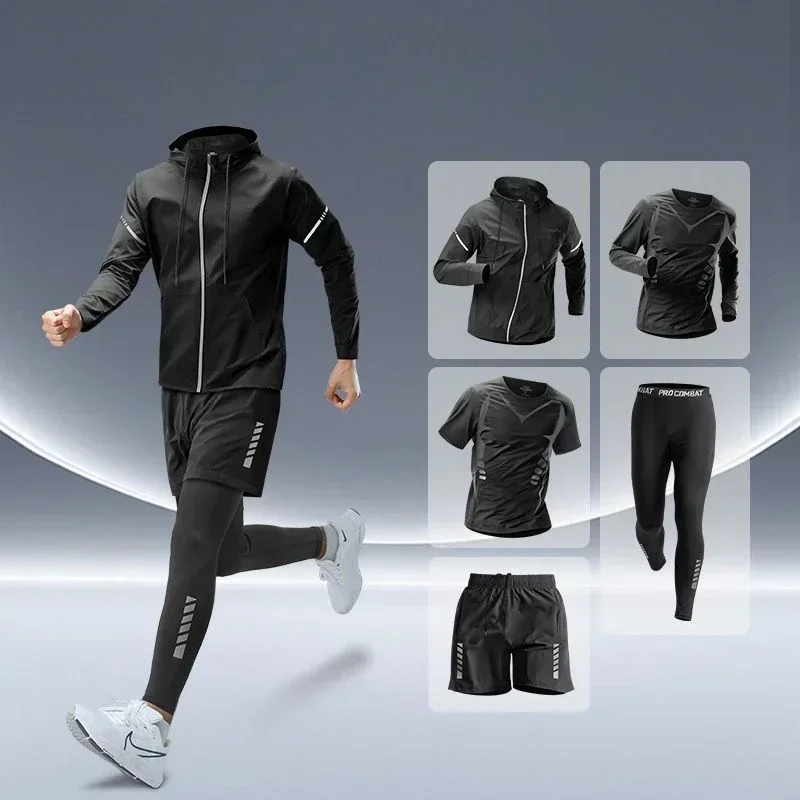 Running Gear Quick Dry - ชุดวิ่งฟิตเนสผู้ชาย แบบรัดรูป แห้งเร็ว สำหรับวิ่งกลางคืนในฤดูใบไม้ร่วง ฝึกซ้อม ปั่นจักรยาน