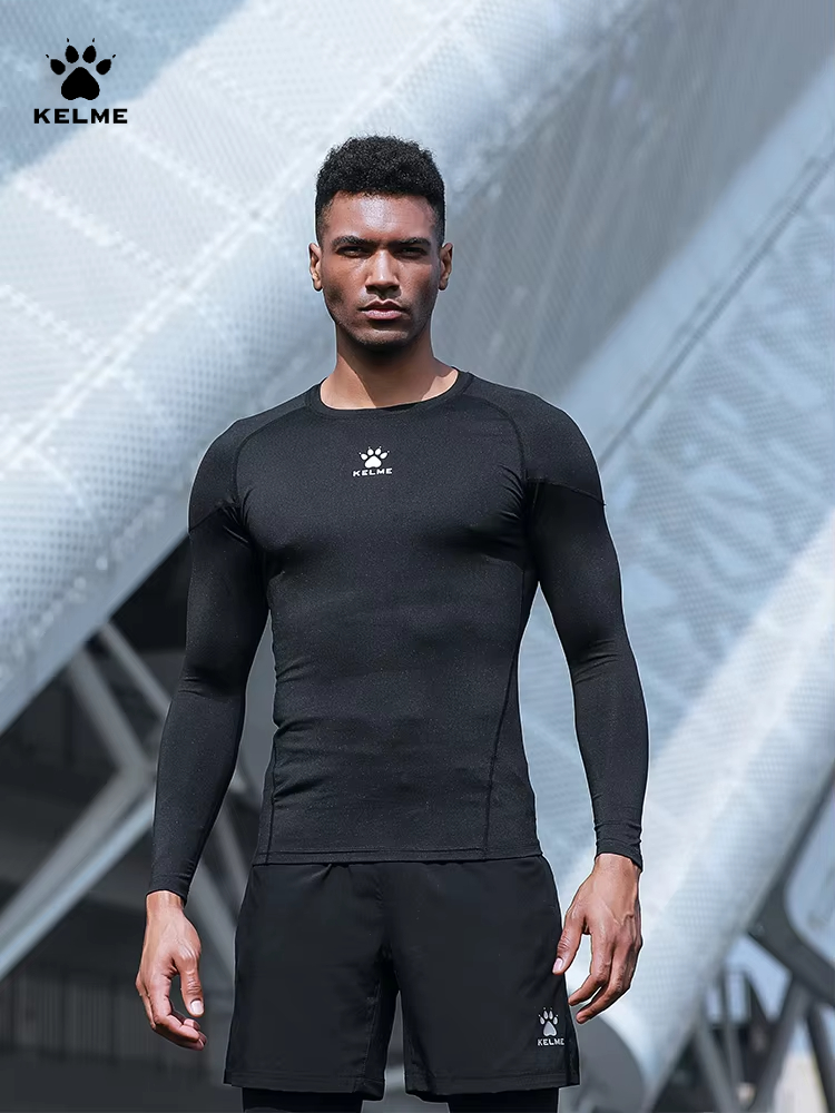 Running Gear Quick Dry - Kelme ผู้ชายเสื้อยืดวิ่งกลางแจ้งกีฬา Tights การบีบอัดฟิตเนสการฝึกอบรมโยคะแห้งเร็วแขนยาว Camping Hiking