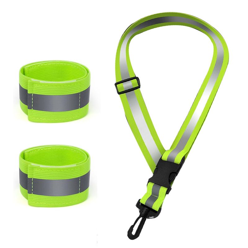 Running Gear Green - A04G-สายสะท้อนแสงสำหรับเดินในเวลากลางคืน อุปกรณ์วิ่งสะท้อนแสง สีเขียวกลางคืน พร้อมปลอกแขนสะท้อนแสง 2 ชิ้น