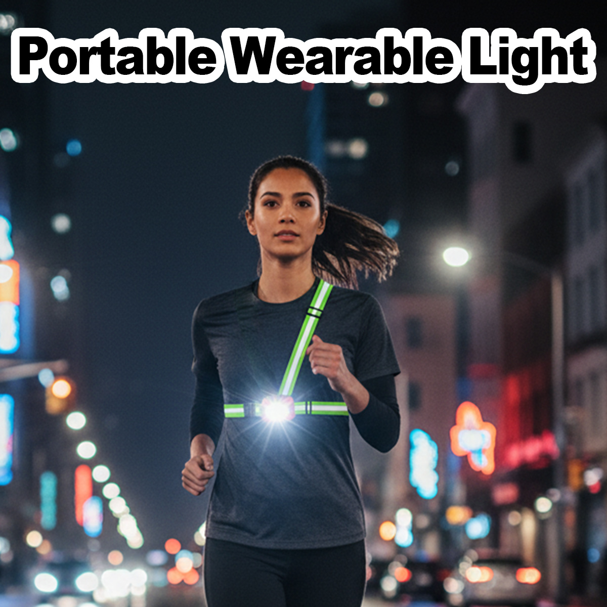 Running Gear Reflective - ไฟวิ่งแบบชาร์จ USB กันน้ำ น้ำหนักเบา ไฟฉายแบบสวมใส่ได้ ไฟหน้าอก
