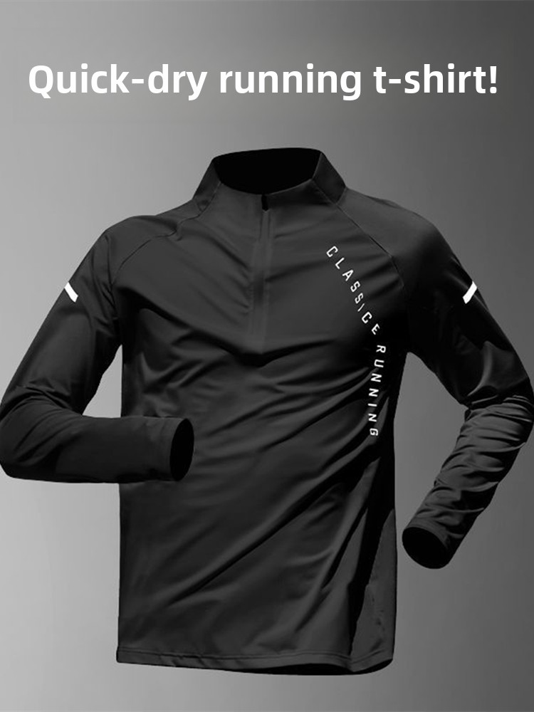 Running Gear Quick Dry - เสื้อยืดแขนยาวผู้ชาย แห้งเร็ว ซิปครึ่งตัว สำหรับวิ่ง ออกกำลังกาย ปั่นจักรยาน
