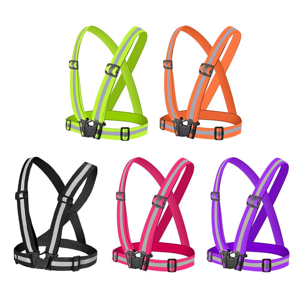 Running Gear Reflective - เสื้อกั๊กสะท้อนแสงปรับระดับได้แบบสากลพร้อมแถบสะท้อนแสง อุปกรณ์สะท้อนแสงสำหรับการวิ่งกลางคืน เดินจักรยาน และสายรัดนิรภัย