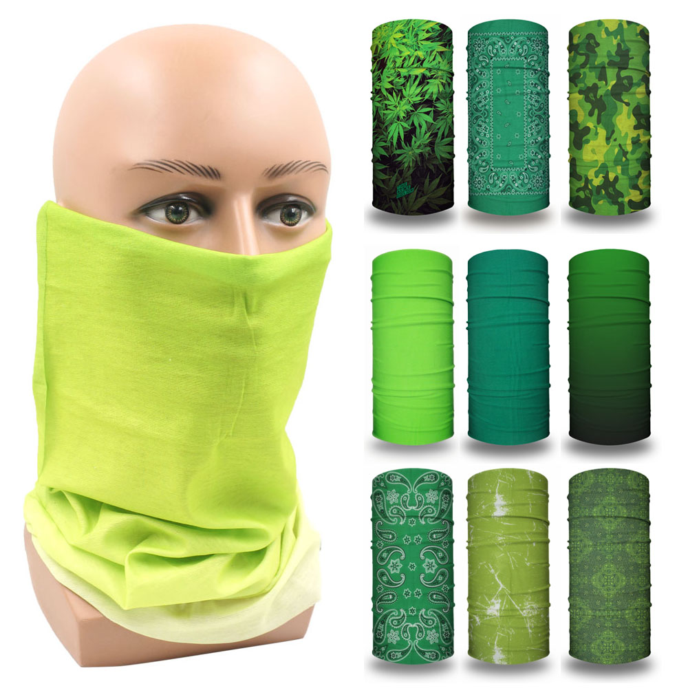 Running Gear Green - สีเขียว Face Bandanas ฝาครอบเดินป่าคอ Gaiter ผู้ชายผู้หญิงวิ่งตั้งแคมป์กลางแจ้งแถบคาดศีรษะบางไม่มีรอยต่อผ้าพันคอขี่จักรยาน