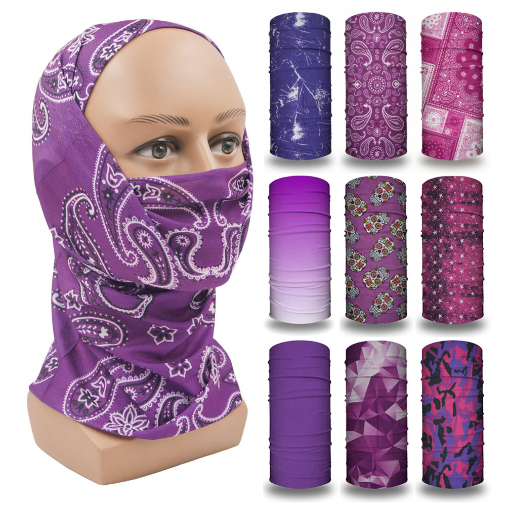 Running Gear Quick Dry - สีม่วง Balaclava ผู้หญิงวิ่งแคมป์แถบคาดศีรษะผ้าพันคอ Quickdry คอ Gaiter