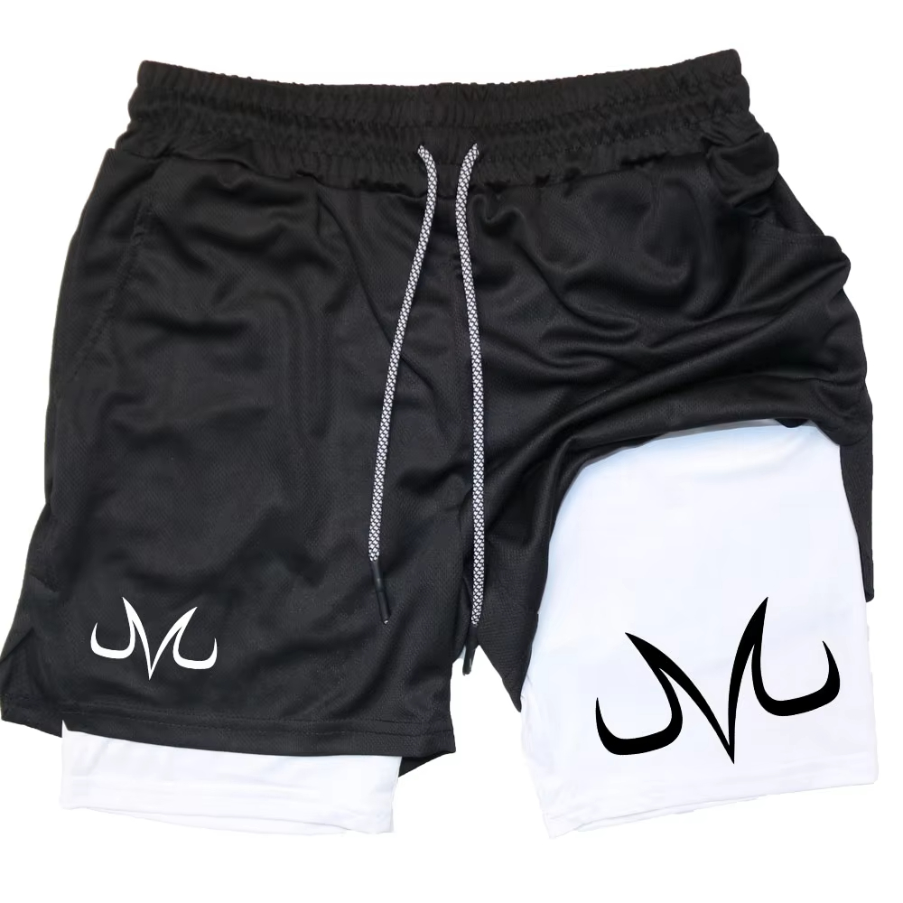 Running Gear Essential - กางเกงขาสั้นออกกำลังกายลายโทจิสำหรับผู้ชาย กางเกงกีฬาลำลองสำหรับออกกำลังกาย วิ่ง ผ้าตาข่าย 2-in-1 กางเกงกีฬาขาสั้น