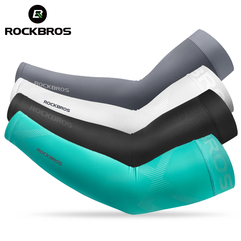 Running Gear Essential - ROCKBROS น้ำแข็งผ้า Camping อุ่นบาสเกตบอลแขนแขนแขนแขนขี่จักรยานกีฬาฤดูร้อนความปลอดภัย