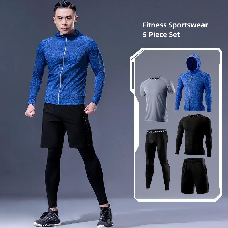 ชุดออกกำลังกายผู้ชาย 5 ชิ้น ชุ - Running Gear Quick Dry บทวิจารณ์และราคา