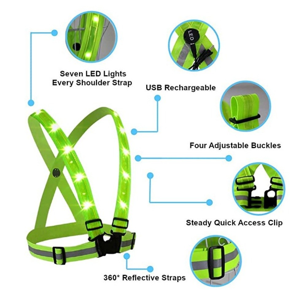 เสื้อกั๊กนิรภัย LED โพลีเอสเตอ - Running Gear Reflective บทวิจารณ์และราคา